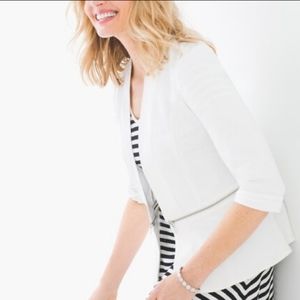 Chico’s White Denim Zipper Convertible Removable Peplum Hem Crop Chico's…